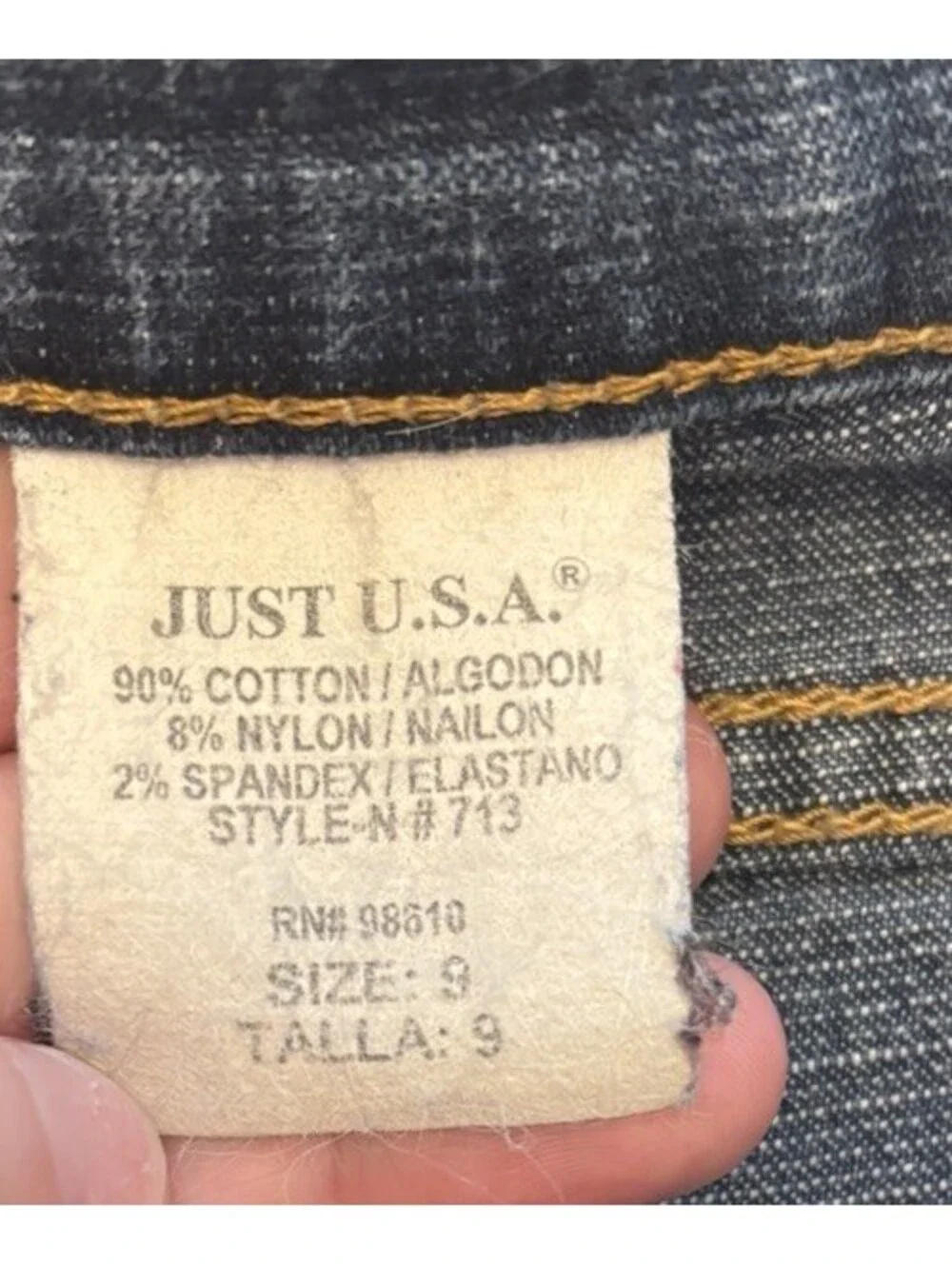 Vintage Dark Wash Front Pocket Just U.S.A. Bootcut Jeans Juniors Size 9